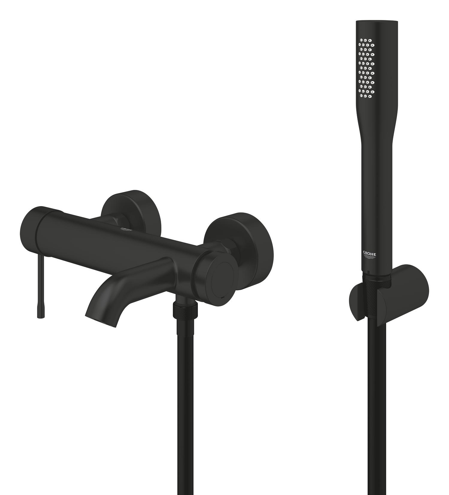 Baterie cada Grohe 336282431, Essence, montaj pe perete, tip incastrare aparent, tip comanda monocomanda, negru [1]