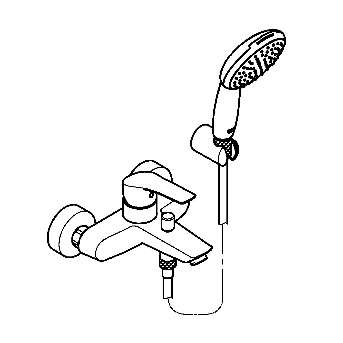 Baterie cada Grohe 25276003, Eurosmart, montaj pe perete, tip incastrare aparent, tip comanda monocomanda, crom [2]