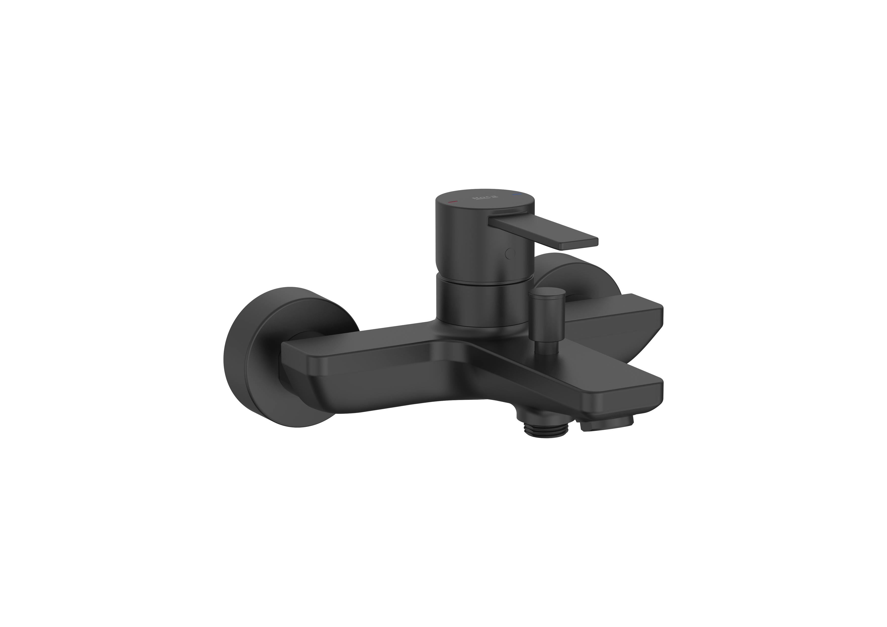 Baterii sanitare - Baterie cada Roca A5A025FNB0, Targa, montaj pe perete, tip incastrare aparent, tip comanda monocomanda, negru