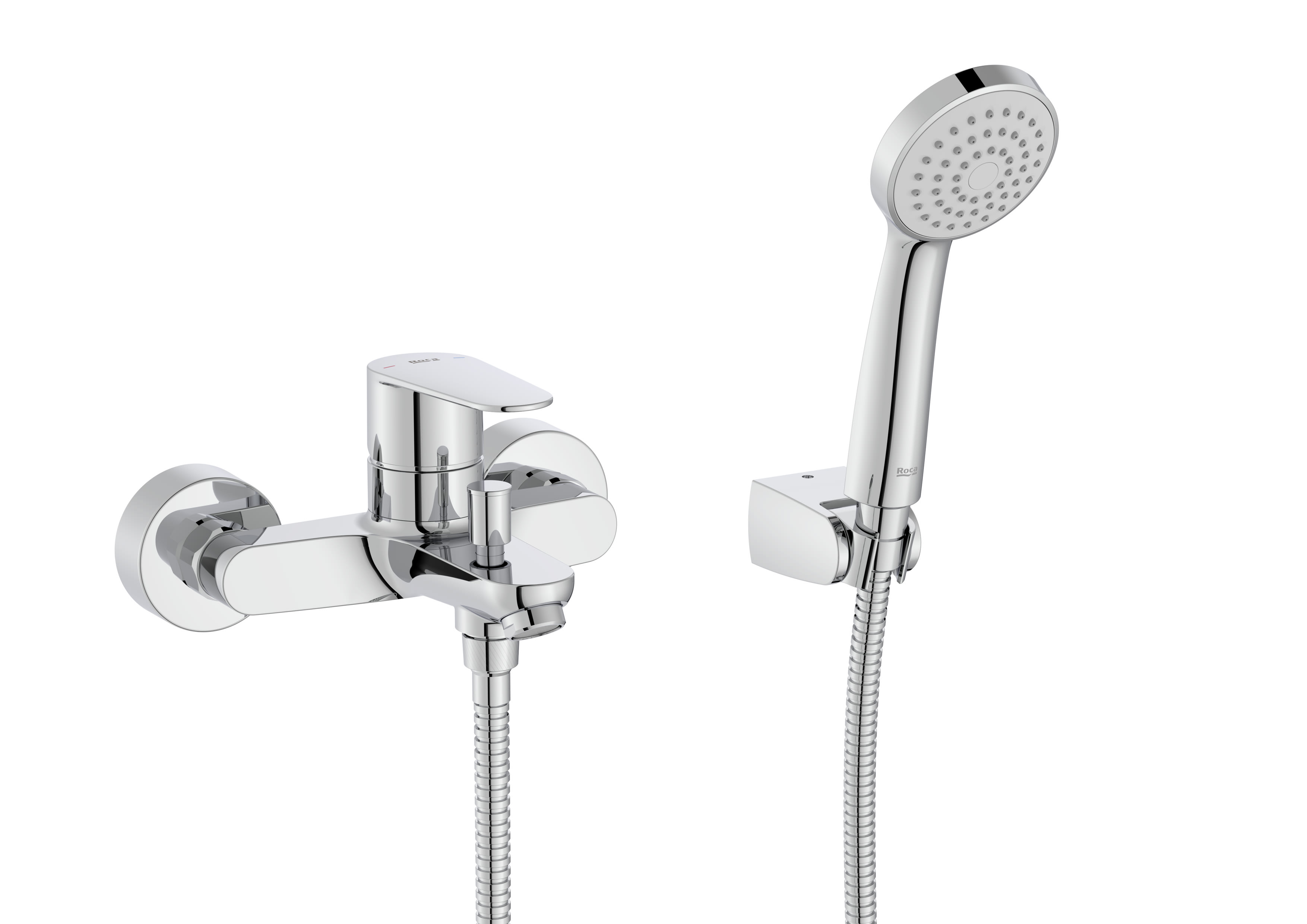 Baterii sanitare - Baterie cada Roca A5A014FC00, Victoria Plus, montaj pe perete, tip incastrare aparent, tip comanda monocomanda, crom