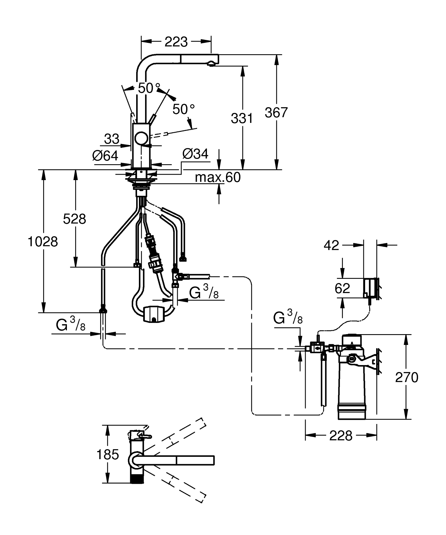 Baterie cu filtrare Grohe 30591000, bucatarie Blue Pure Minta, tip comanda dubla comanda, marime inalta, crom [1]