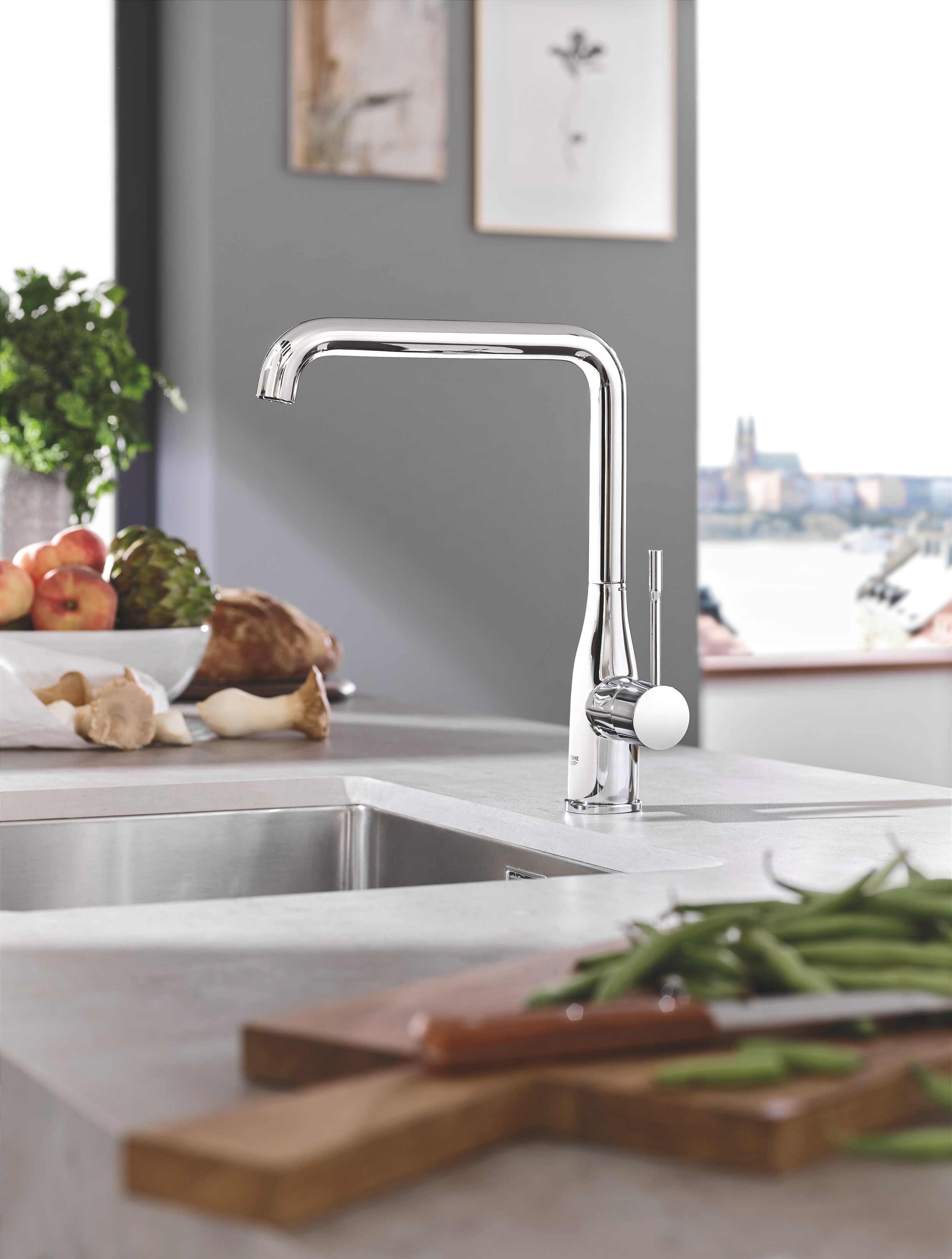 Baterie bucatarie Grohe 30269000, bucatarie Essence, tip comanda monocomanda, marime inalta, forma pipa tip l, crom [4]