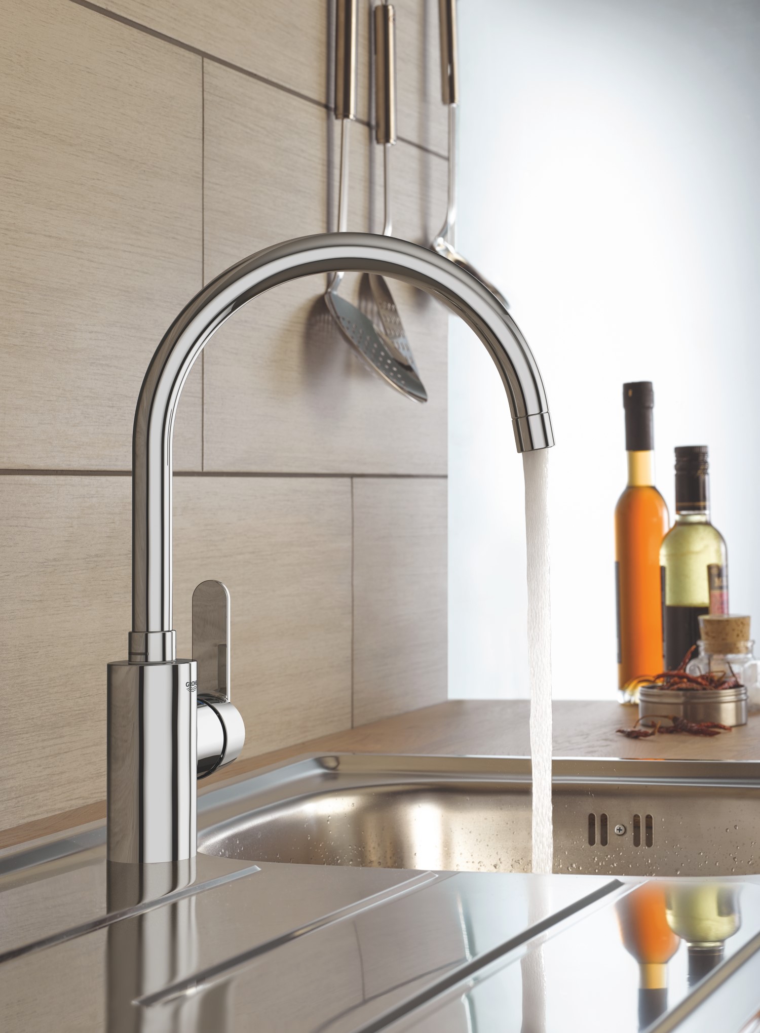 Baterie bucatarie Grohe 31494001, bucatarie Get, tip comanda monocomanda, marime inalta, forma pipa tip c, crom [2]