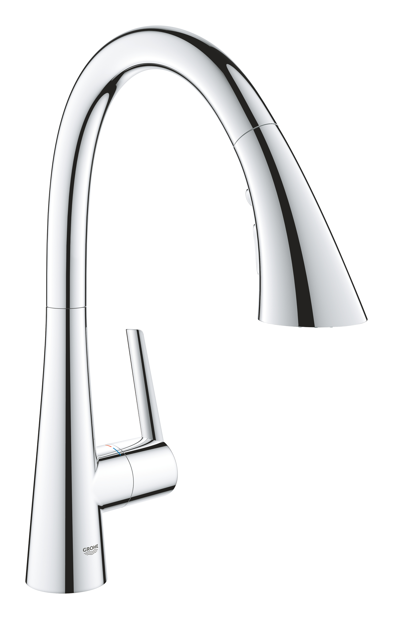 Baterii sanitare - Baterie bucatarie Grohe 32294002, bucatarie Zedra, tip comanda monocomanda, marime inalta, forma pipa tip c, crom