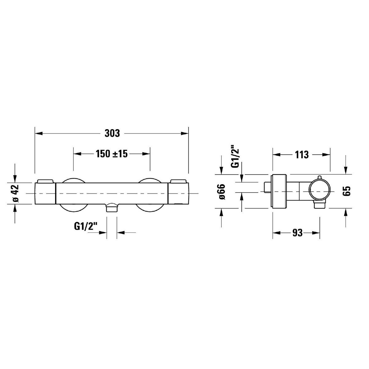 Baterie dus Duravit TH4220000010, tip incastrare aparent, tip comanda dubla comanda, termostat, crom [3]