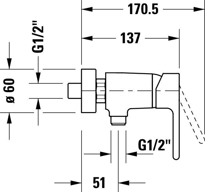 Baterie dus Duravit B24230000010, B.2, tip incastrare aparent, tip comanda monocomanda, numar orificii instalare 2, crom [3]