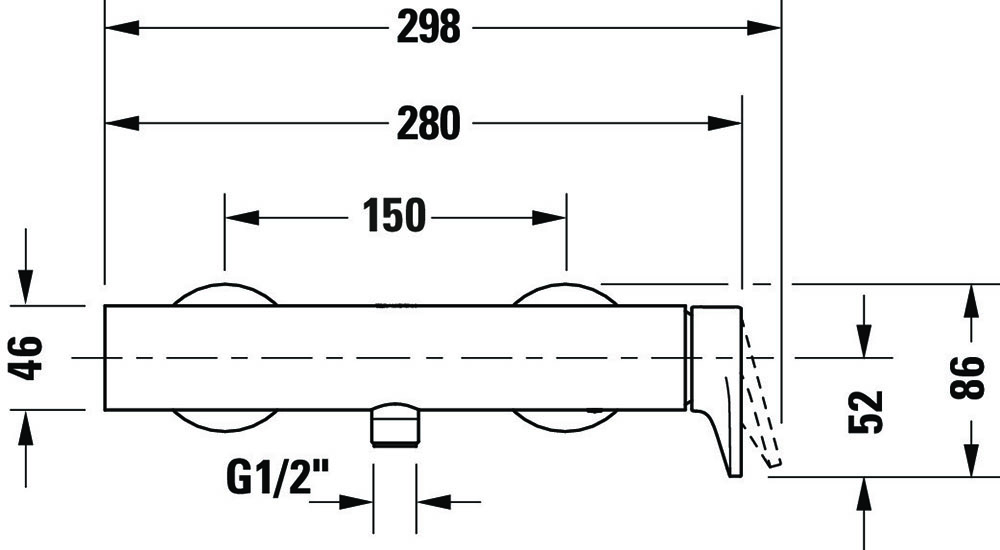 Baterie dus Duravit TU4230000010, Tulum, tip incastrare aparent, compatibil cu instalatii sanitare standard, crom [2]