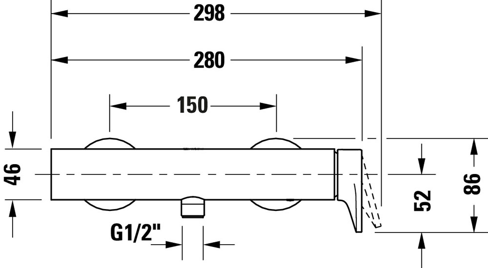 Baterie dus Duravit TU4230000046, Tulum, tip incastrare aparent, compatibil cu instalatii sanitare standard, negru [1]