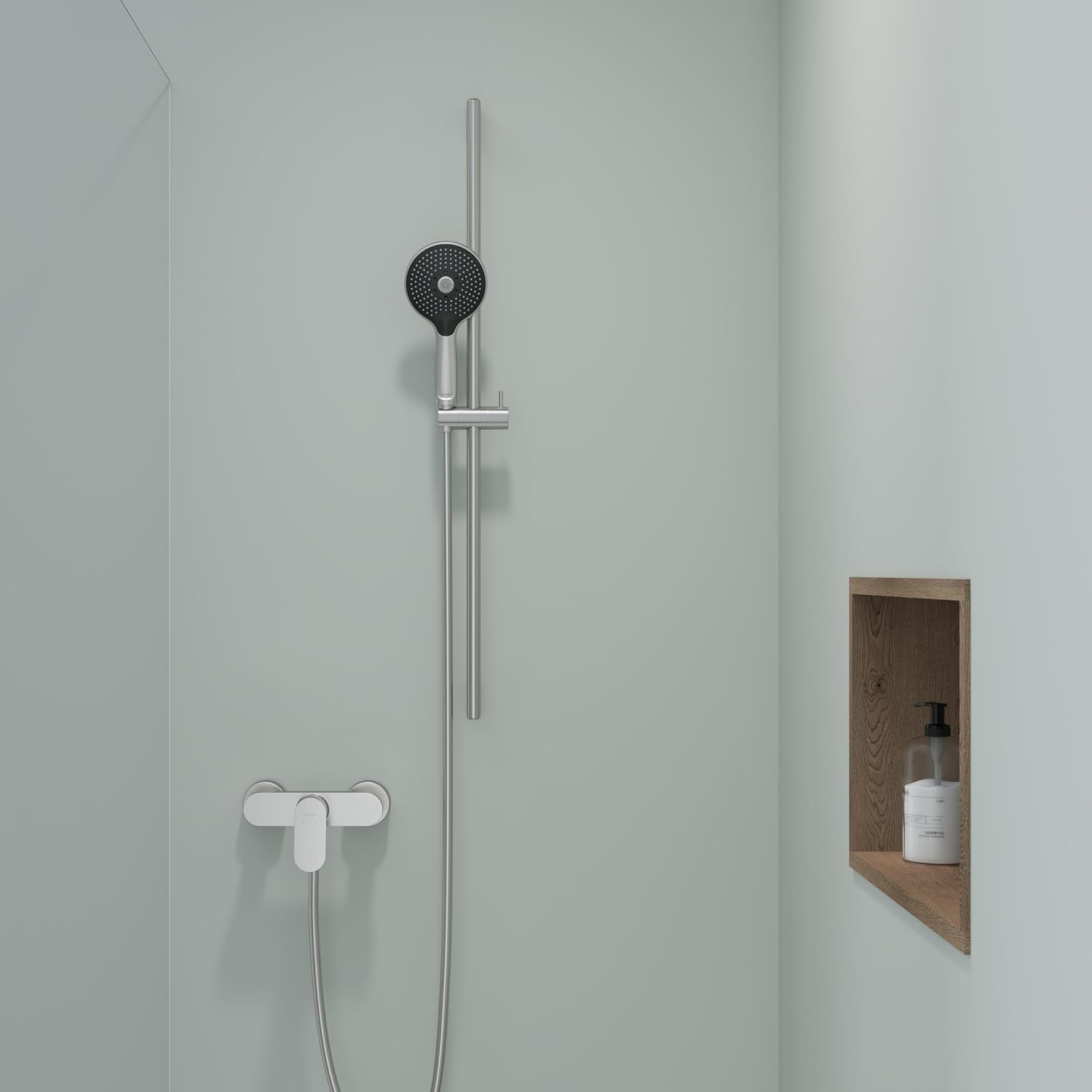 Baterie dus Duravit WA4230000070, Wave, tip incastrare aparent, tip comanda monocomanda, otel satinat [1]