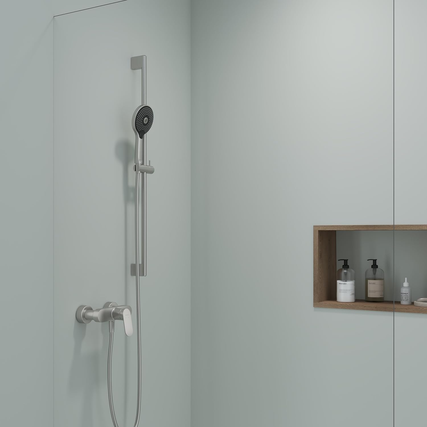 Baterie dus Duravit WA4230000070, Wave, tip incastrare aparent, tip comanda monocomanda, otel satinat [2]