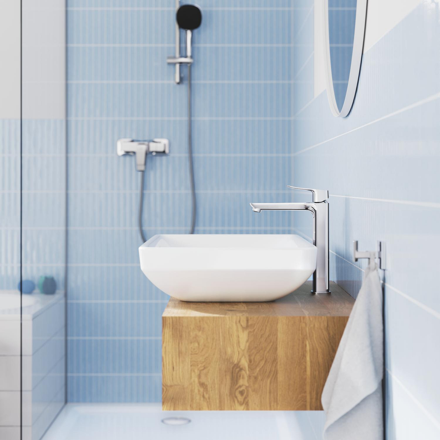 Baterie dus Grohe 1018740000, Dice, tip incastrare aparent, tip comanda monocomanda, numar orificii instalare 2, crom [7]