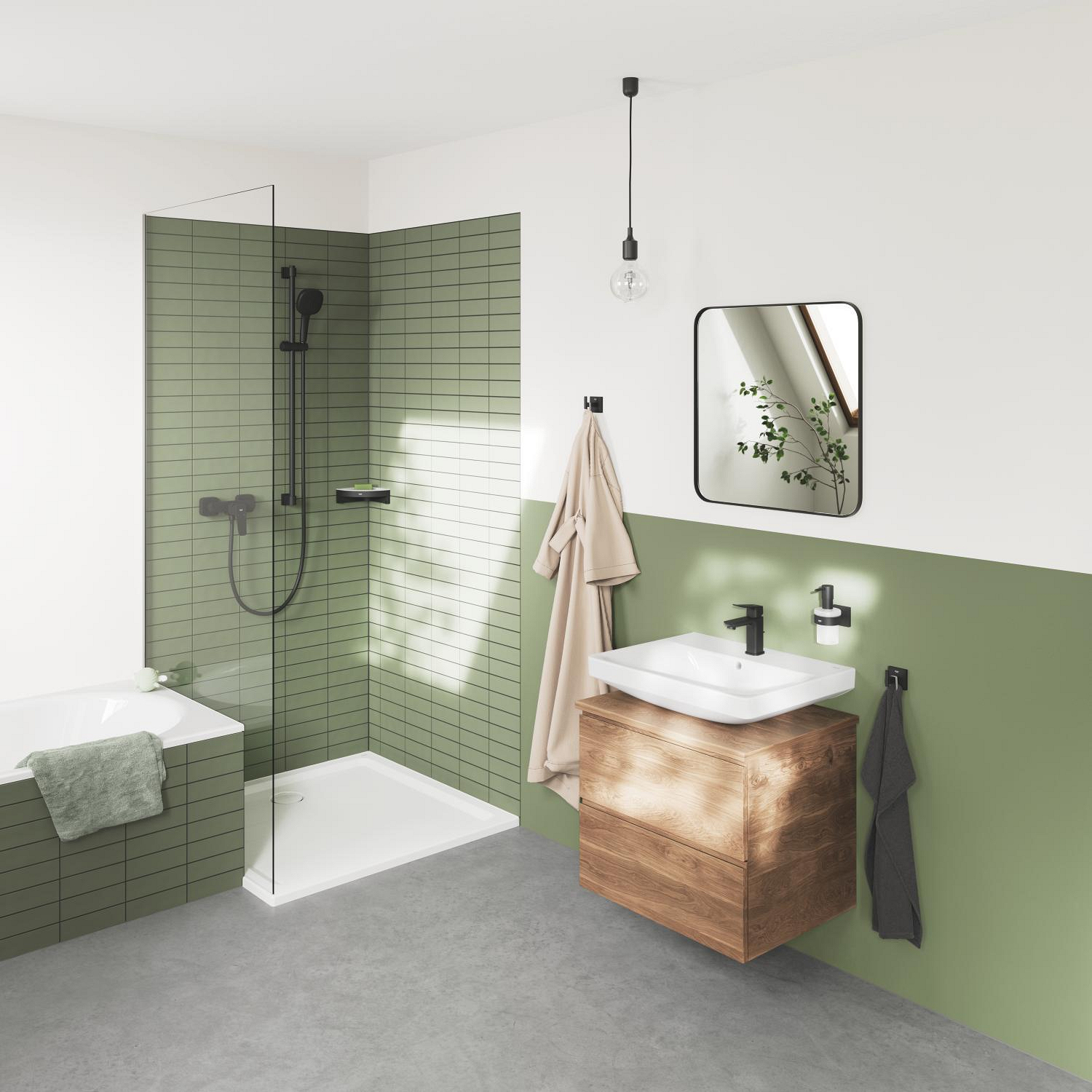 Baterie dus Grohe 1018742430, Dice, tip incastrare aparent, tip comanda monocomanda, numar orificii instalare 2, negru [3]