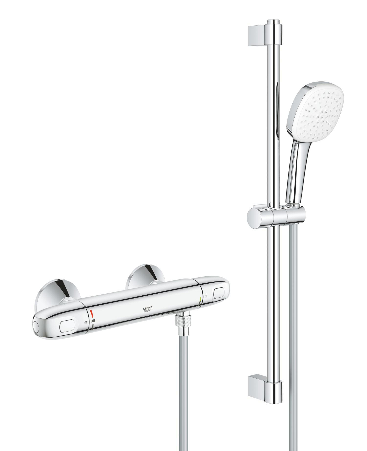 Baterii sanitare - Set baterie dus Grohe 34820005, Baterie dus Grohtherm 1000, tip incastrare aparent, tip comanda dubla comanda, crom