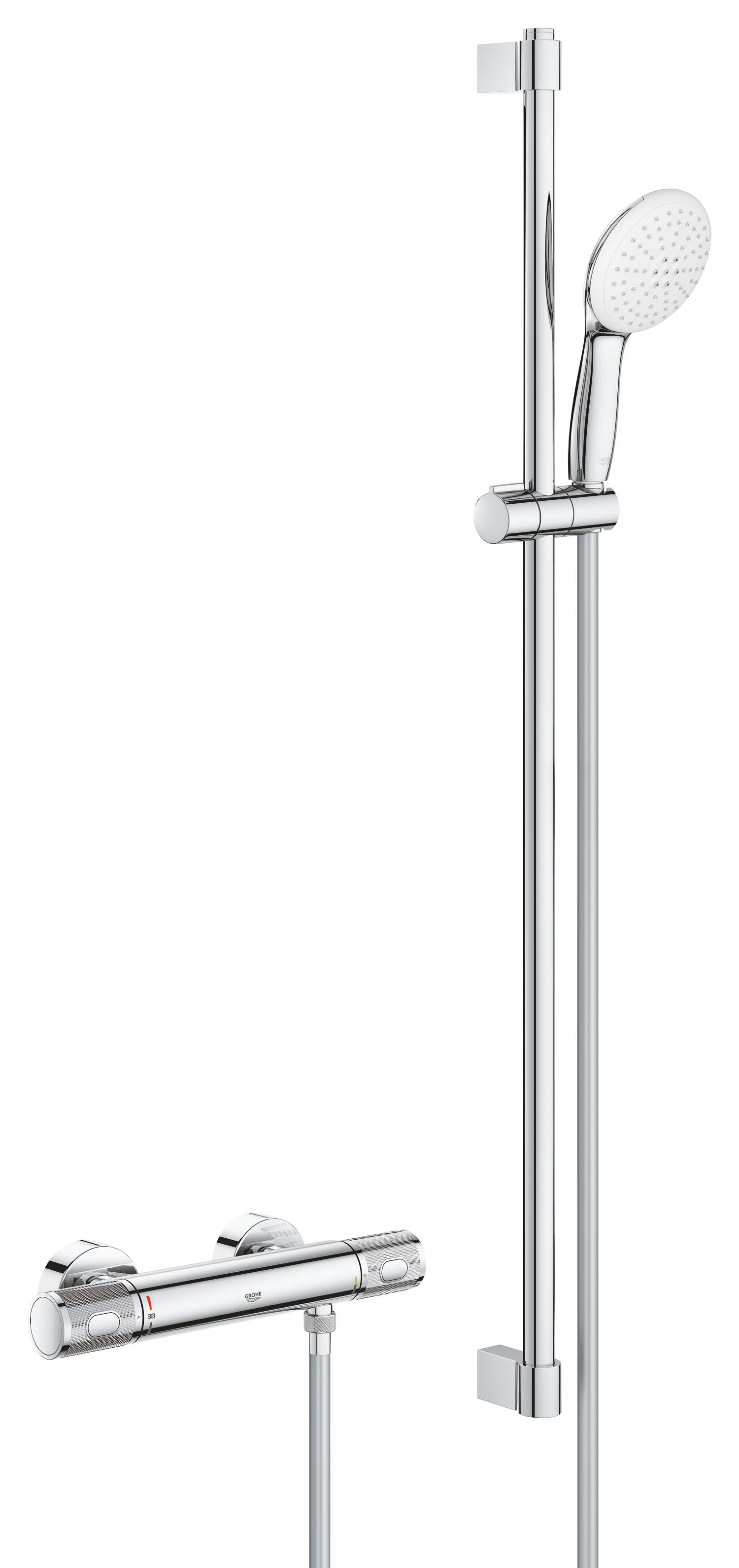 Baterii sanitare - Set baterie dus Grohe 34835001, tip incastrare aparent, tip comanda dubla comanda, set de dus inclus, crom