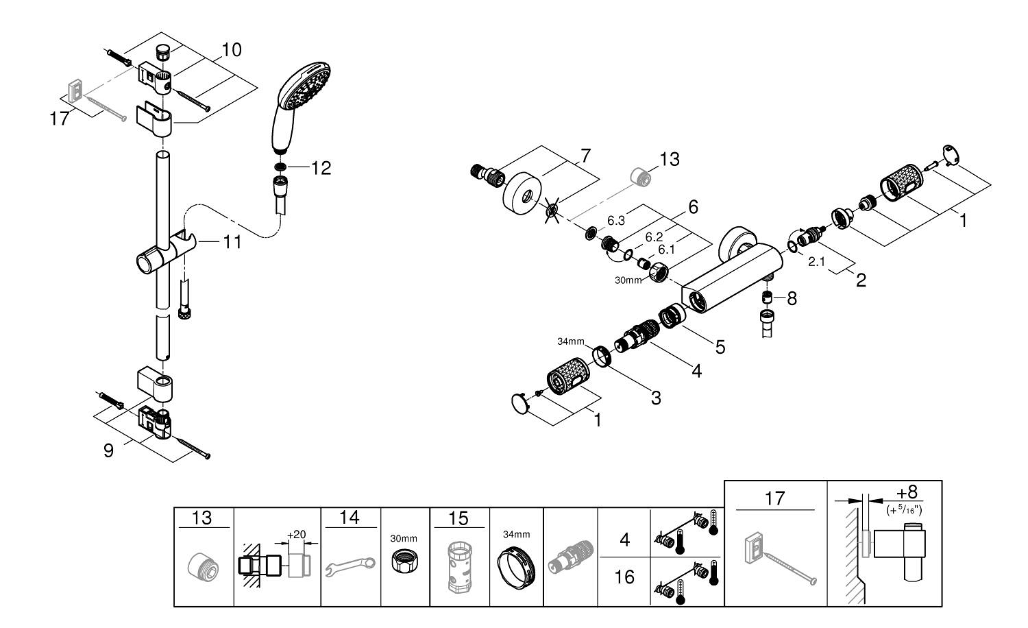 Set baterie dus Grohe 34835001, tip incastrare aparent, tip comanda dubla comanda, set de dus inclus, crom [4]