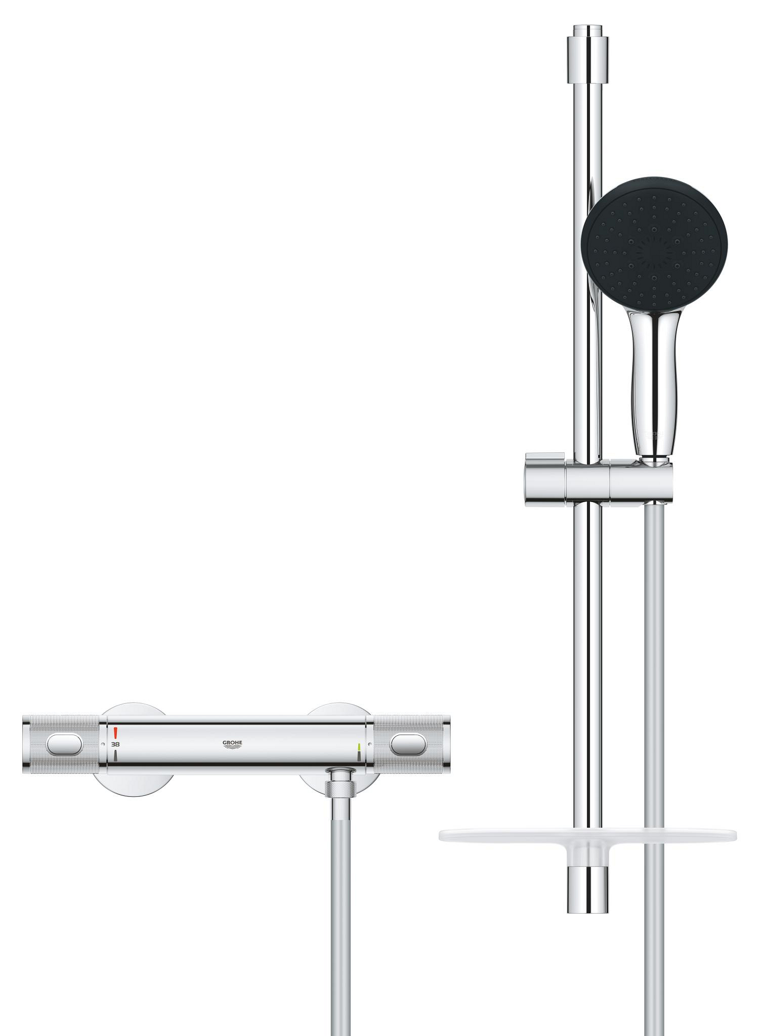 Set baterie dus Grohe 34791001, Baterie dus Precision Feel, tip incastrare aparent, tip comanda dubla comanda, crom [3]