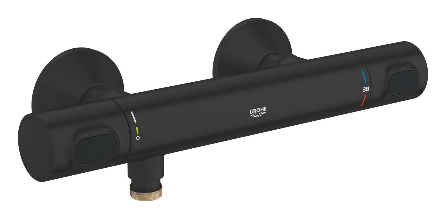 Baterii sanitare - Baterie dus Grohe 348402430, Precision Flow, tip incastrare aparent, tip comanda dubla comanda, negru