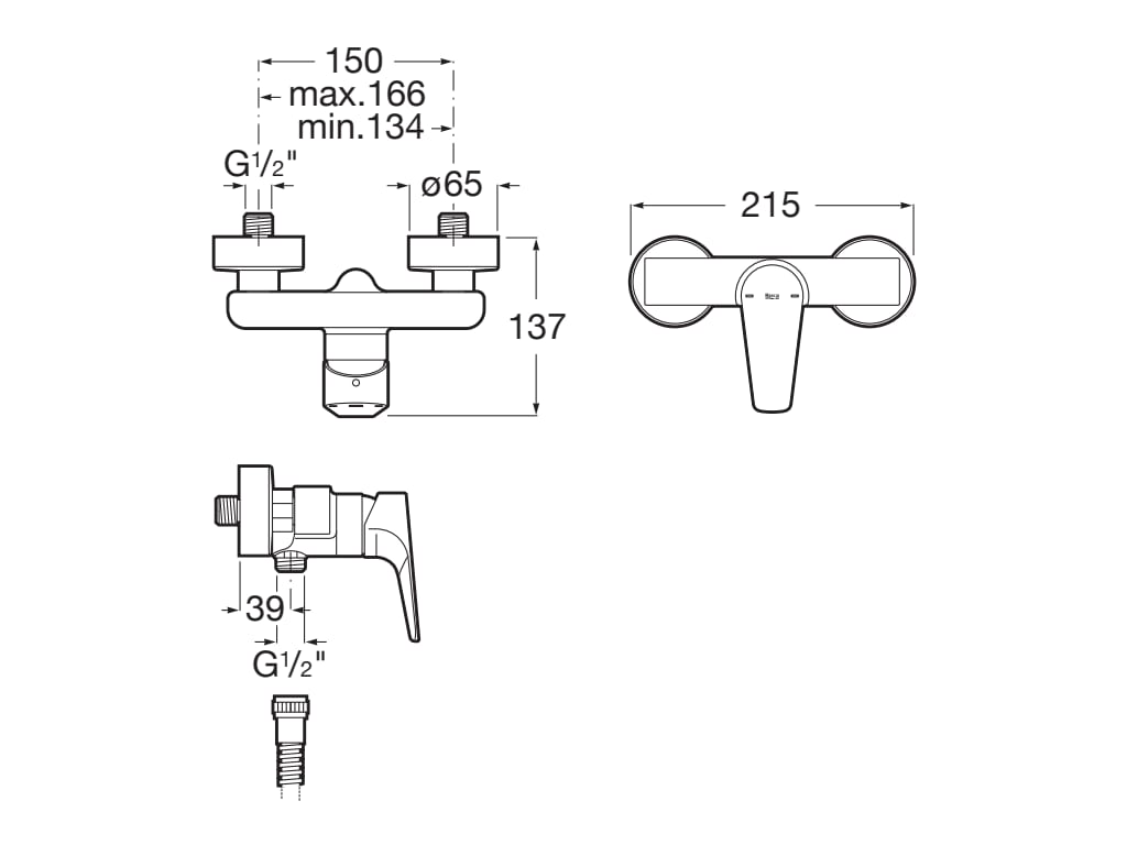 Baterie dus Roca A5A2190C00, Atlas, tip incastrare aparent, tip comanda monocomanda, numar orificii instalare 2, crom [1]