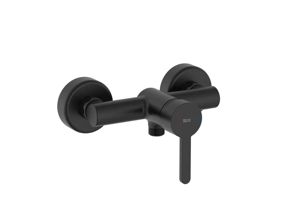 Baterii sanitare - Baterie dus Roca A5A2D8ANBK, Carelia, tip incastrare aparent, tip comanda monocomanda, numar orificii instalare 2, negru
