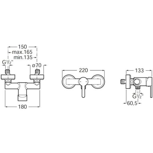 Baterie dus Roca A5A2D8ANBK, Carelia, tip incastrare aparent, tip comanda monocomanda, numar orificii instalare 2, negru [1]