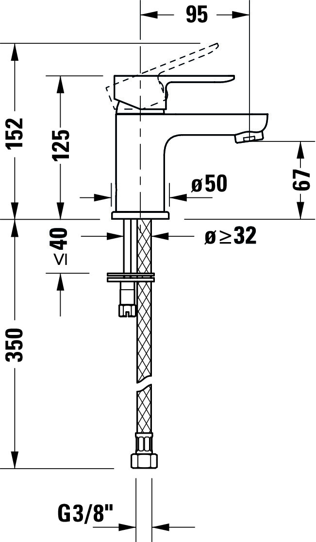 Baterie pentru lavoar Duravit A11010001010, lavoar A.1, tip comanda monocomanda, marime s, tip instalare pe lavoar, crom [7]
