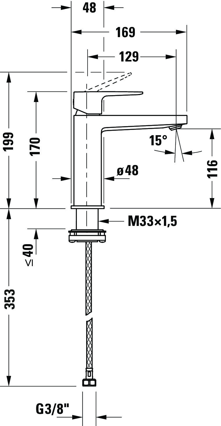 Baterie pentru lavoar Duravit MH1020002010, lavoar Manhattan, tip comanda monocomanda, marime m, crom [3]