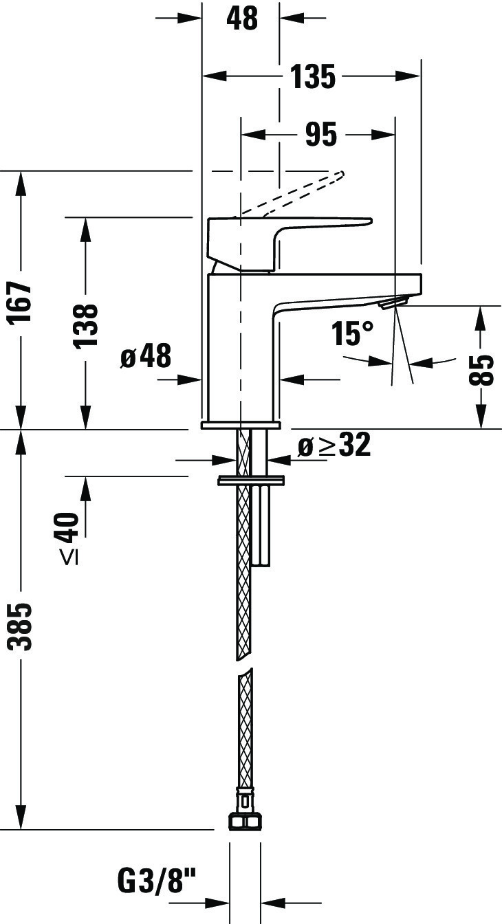 Baterie pentru lavoar Duravit MH1010002010, lavoar Manhattan, tip comanda monocomanda, marime s, crom [2]
