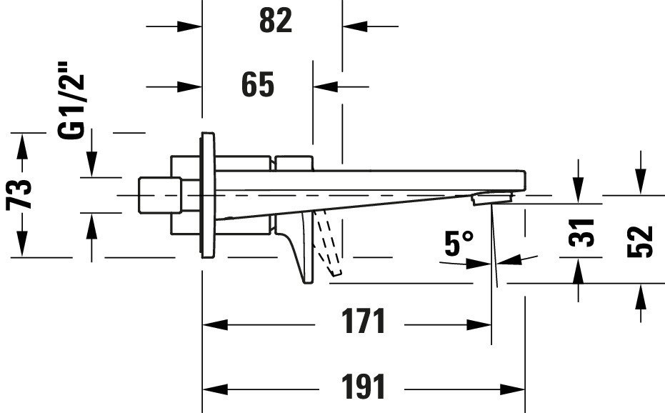 Baterie lavoar Duravit TU1070004010, Tulum, tip comanda monocomanda, marime l, numar orificii instalare 2, crom [7]