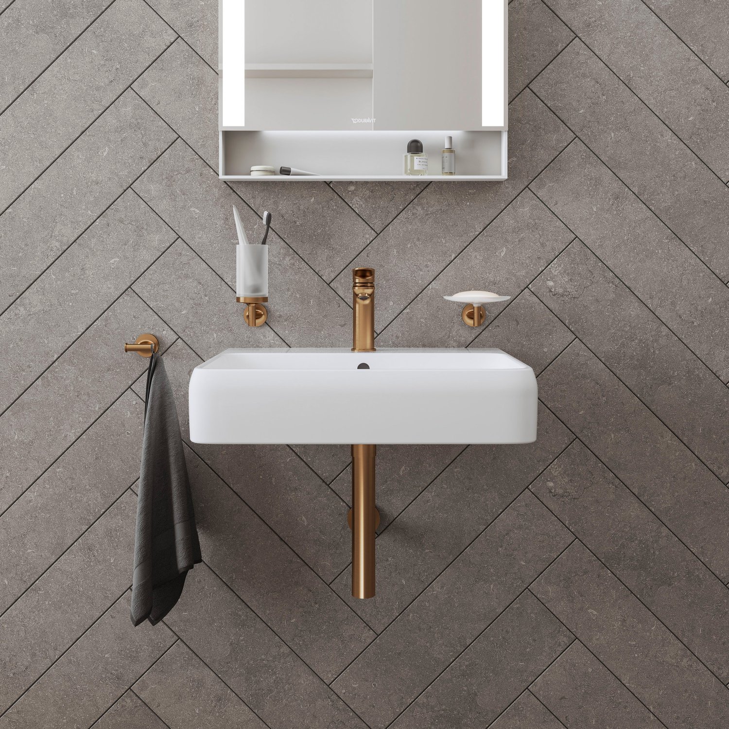 Baterie lavoar Duravit WA1020002004, Wave, tip comanda monocomanda, marime m, tip instalare pe lavoar, bronz [2]