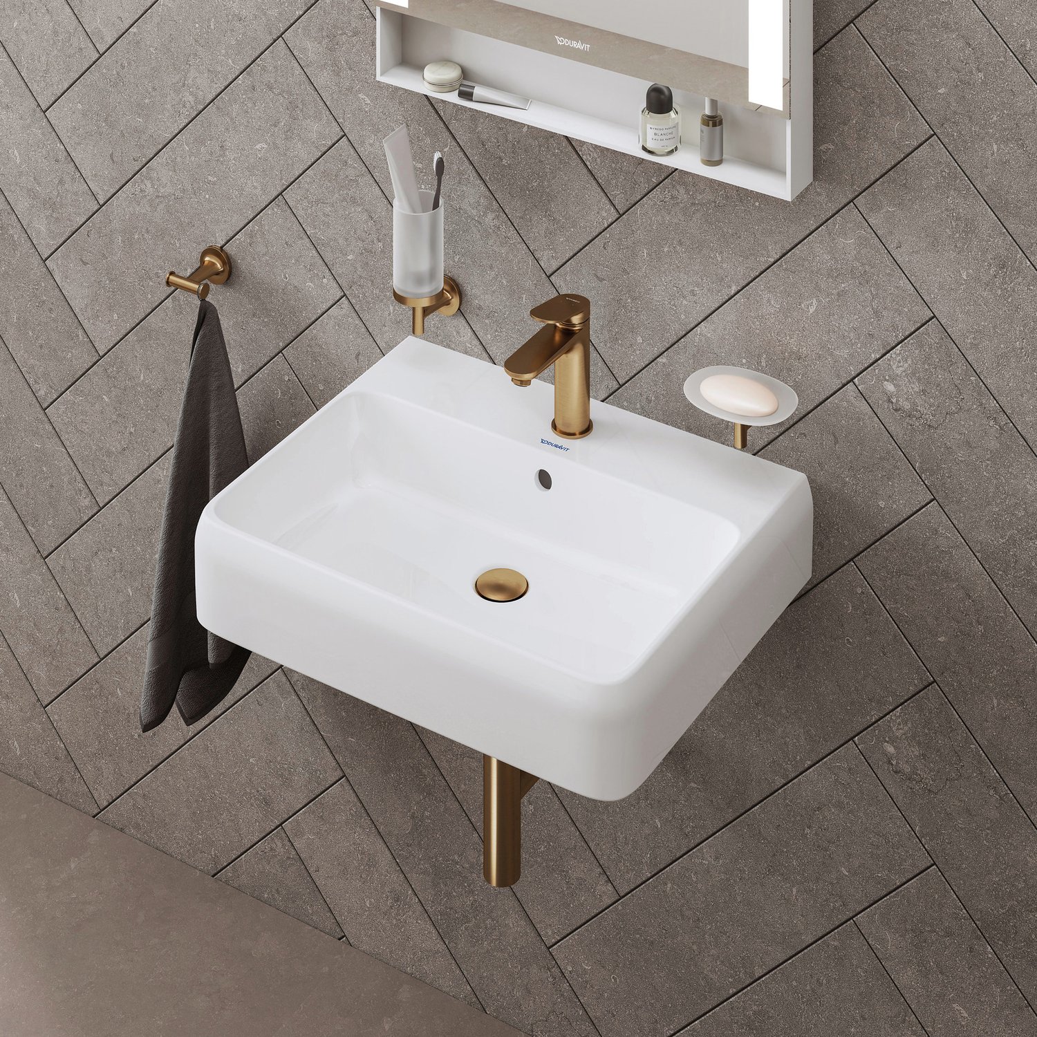 Baterie lavoar Duravit WA1020001004, Wave, tip comanda monocomanda, marime m, tip instalare pe lavoar, bronz [3]