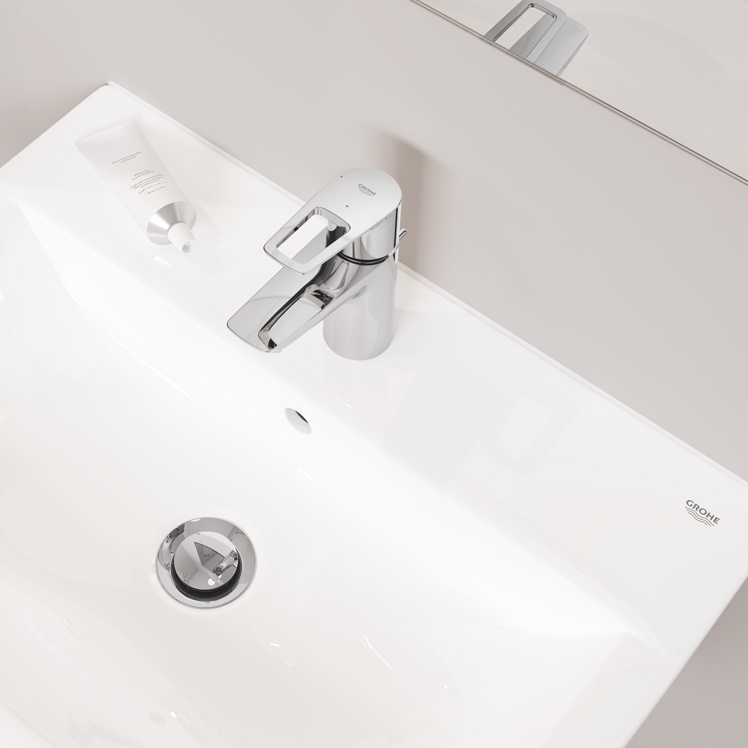 Baterie lavoar Grohe 22054001, Bauloop, tip comanda monocomanda, tip instalare pe lavoar, marime s, crom [6]