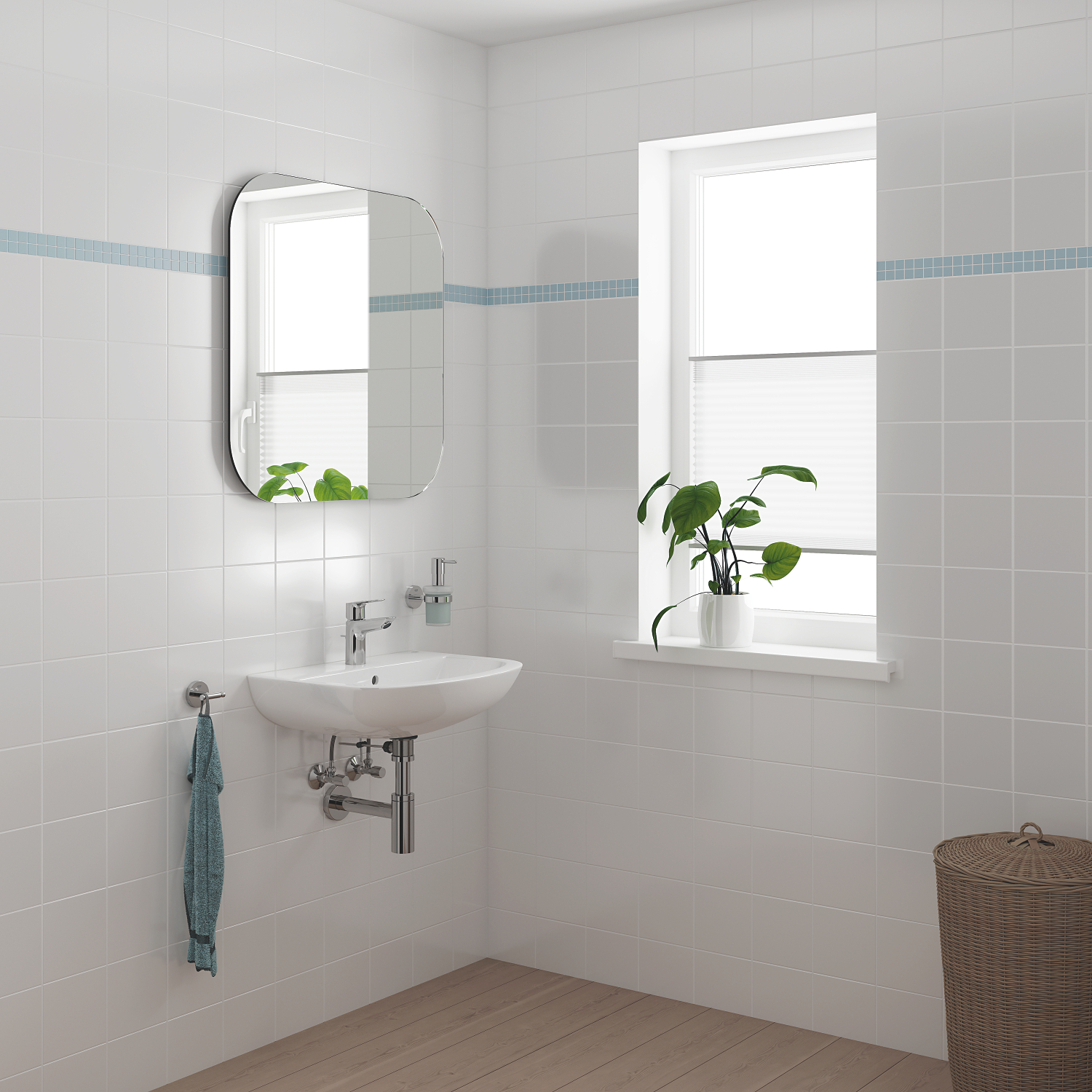 Baterie lavoar Grohe 22054001, Bauloop, tip comanda monocomanda, tip instalare pe lavoar, marime s, crom [8]