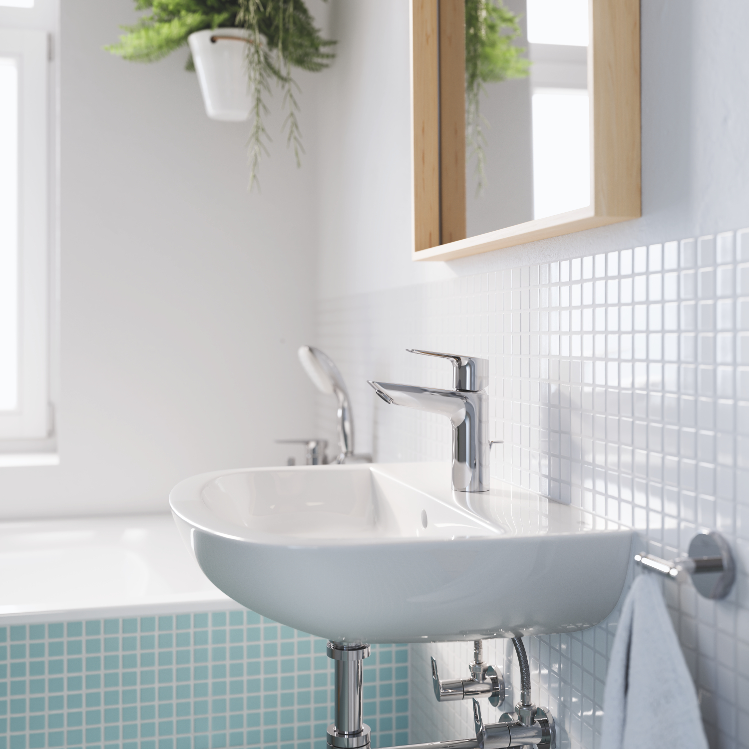 Baterie lavoar Grohe 23762001, Bauloop, tip comanda monocomanda, tip instalare pe lavoar, marime m, crom [1]