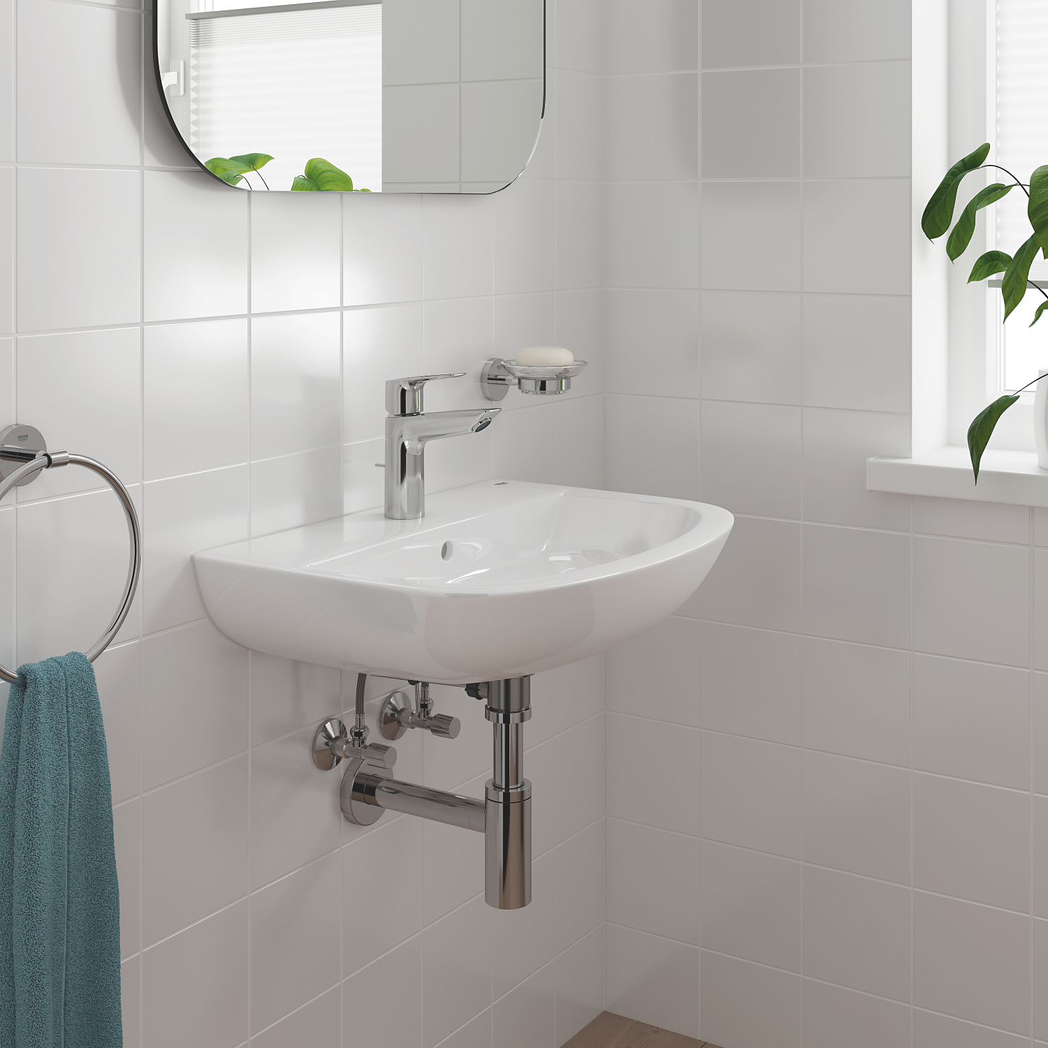 Baterie lavoar Grohe 23762001, Bauloop, tip comanda monocomanda, tip instalare pe lavoar, marime m, crom [2]