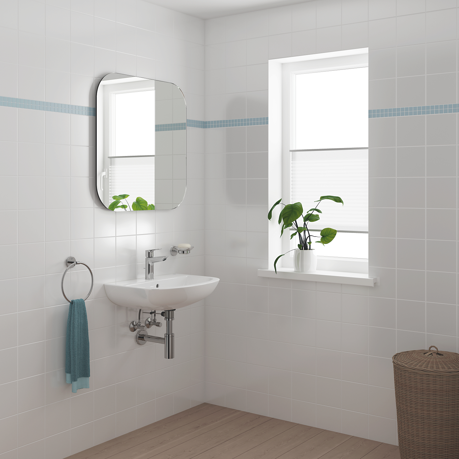 Baterie lavoar Grohe 23762001, Bauloop, tip comanda monocomanda, tip instalare pe lavoar, marime m, crom [7]