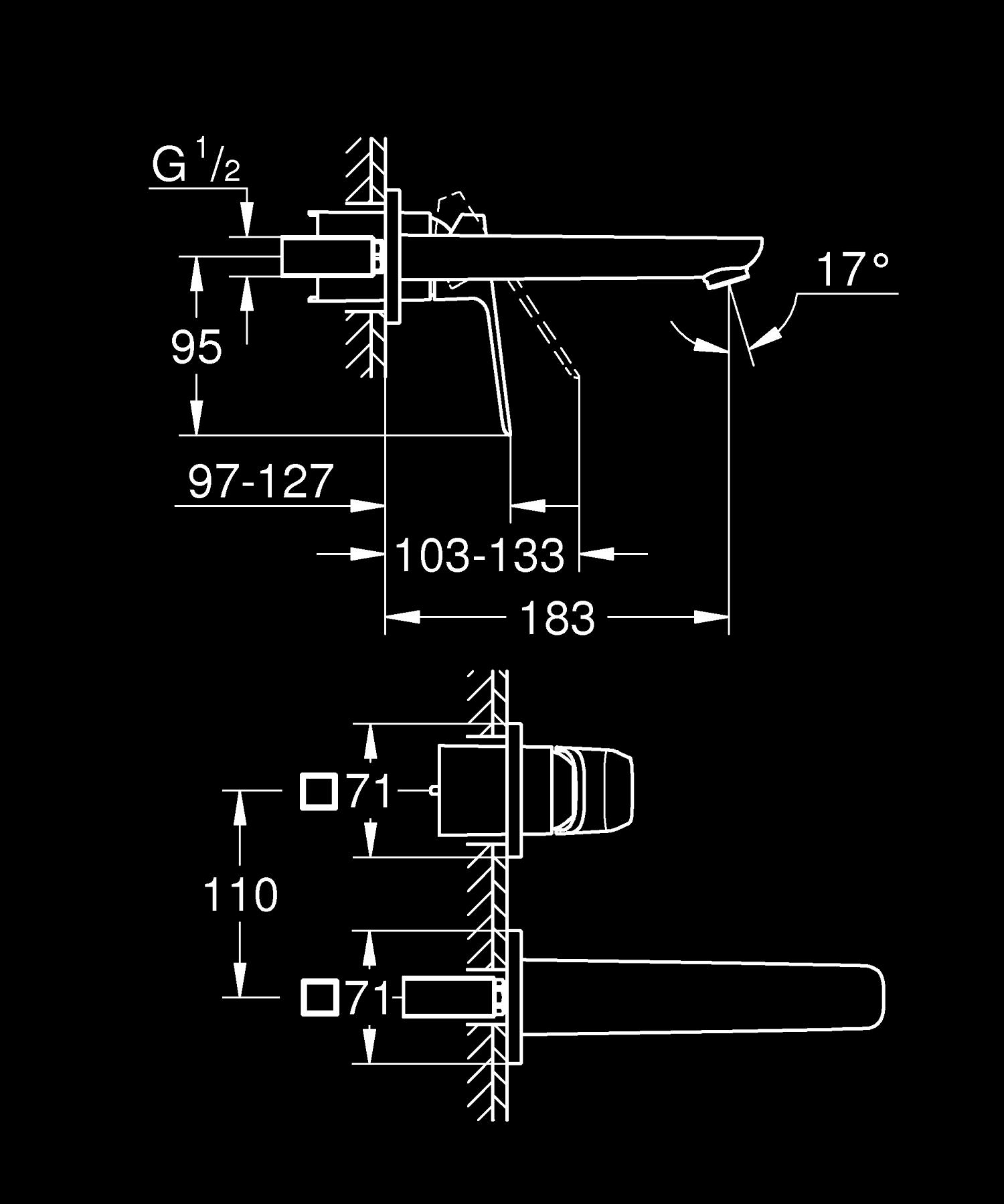 Baterie lavoar Grohe 1017880000, Cubeo, tip comanda monocomanda, marime m, numar orificii instalare 2, crom [4]