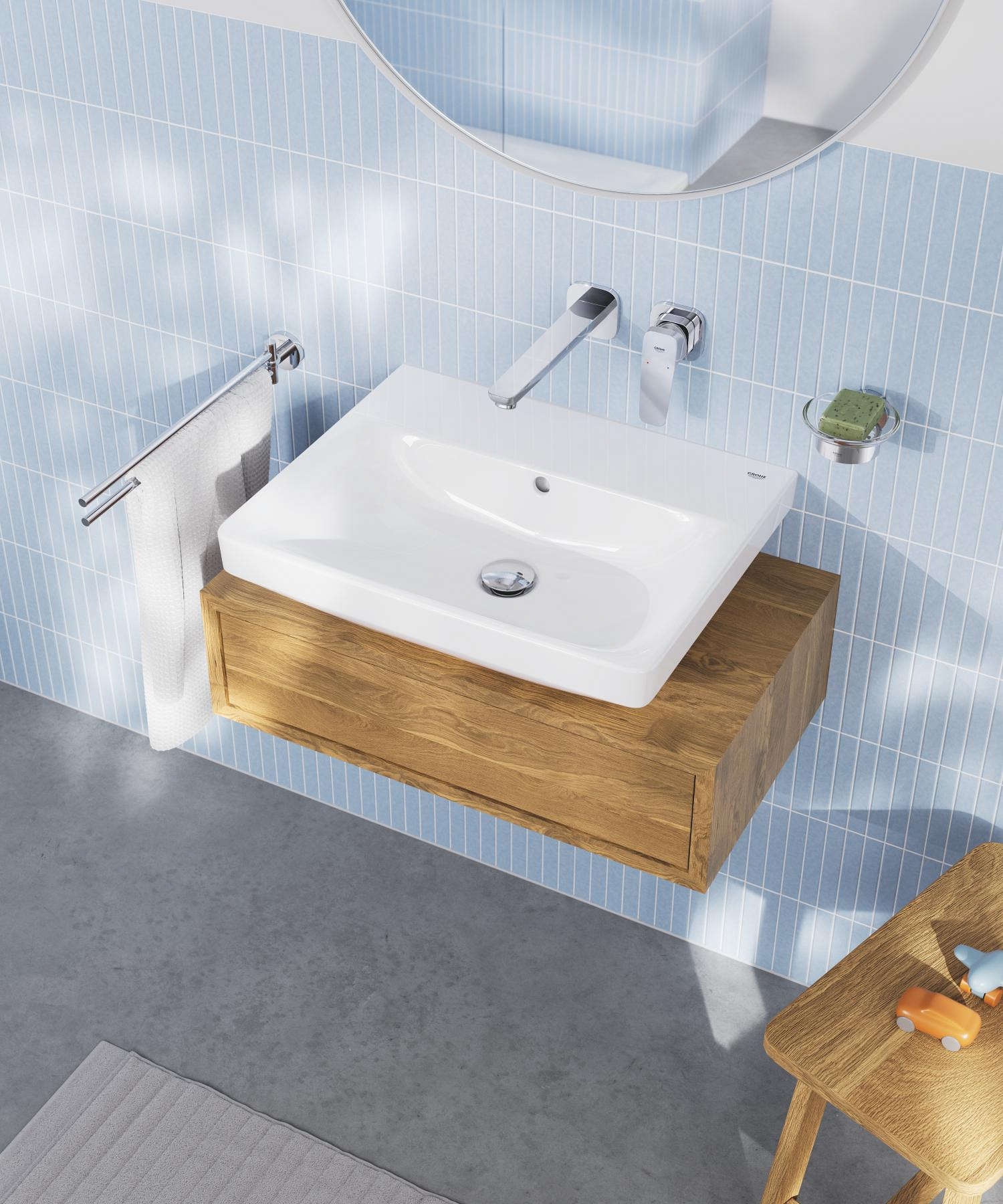 Baterie lavoar Grohe 1017890000, Cubeo, tip comanda monocomanda, marime l, numar orificii instalare 2, crom [8]