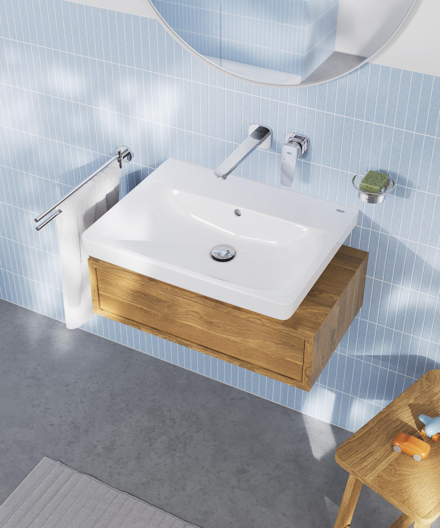 Baterie lavoar Grohe 1017890000, Cubeo, tip comanda monocomanda, marime l, numar orificii instalare 2, crom [5]