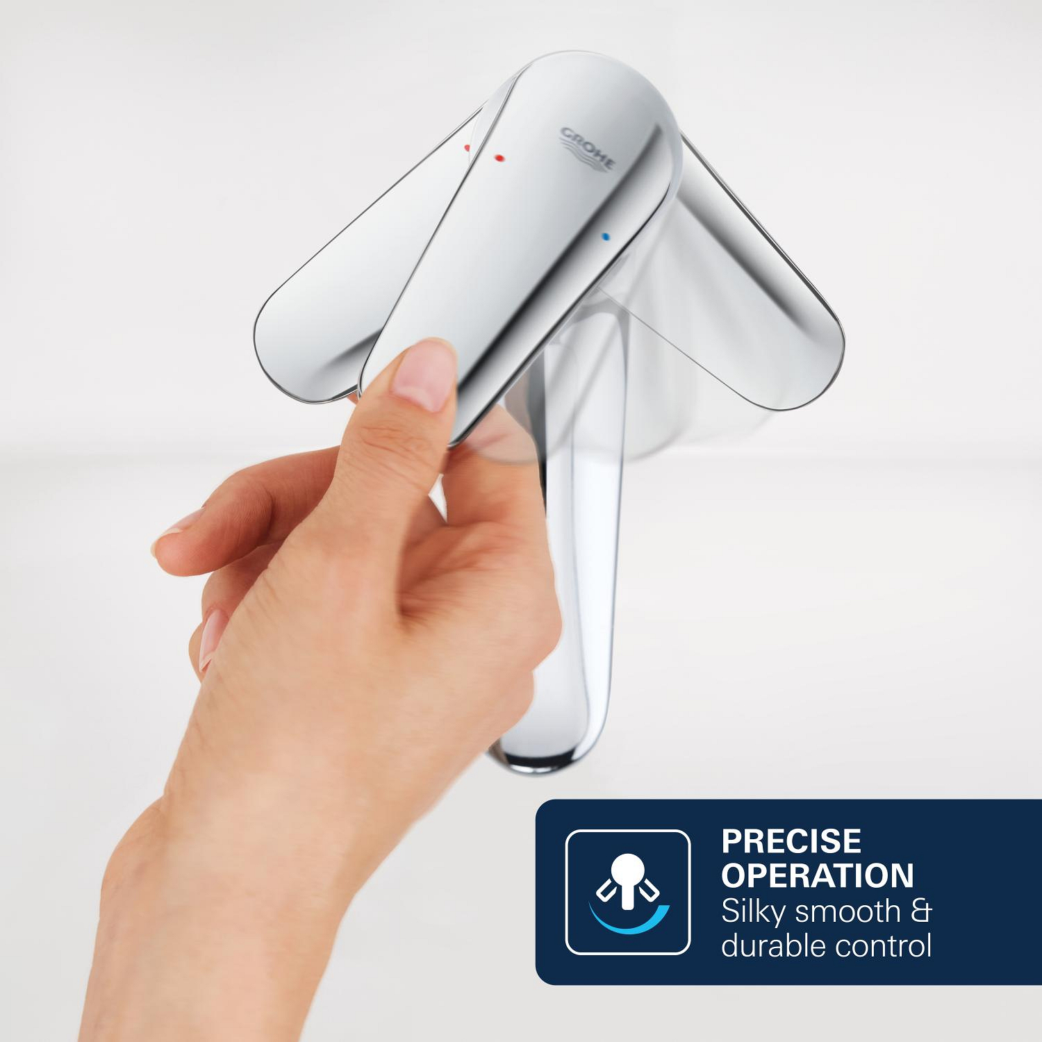 Baterie lavoar Grohe 1018710000, Dice, tip comanda monocomanda, marime l, tip instalare pe lavoar, pe blat, crom [9]