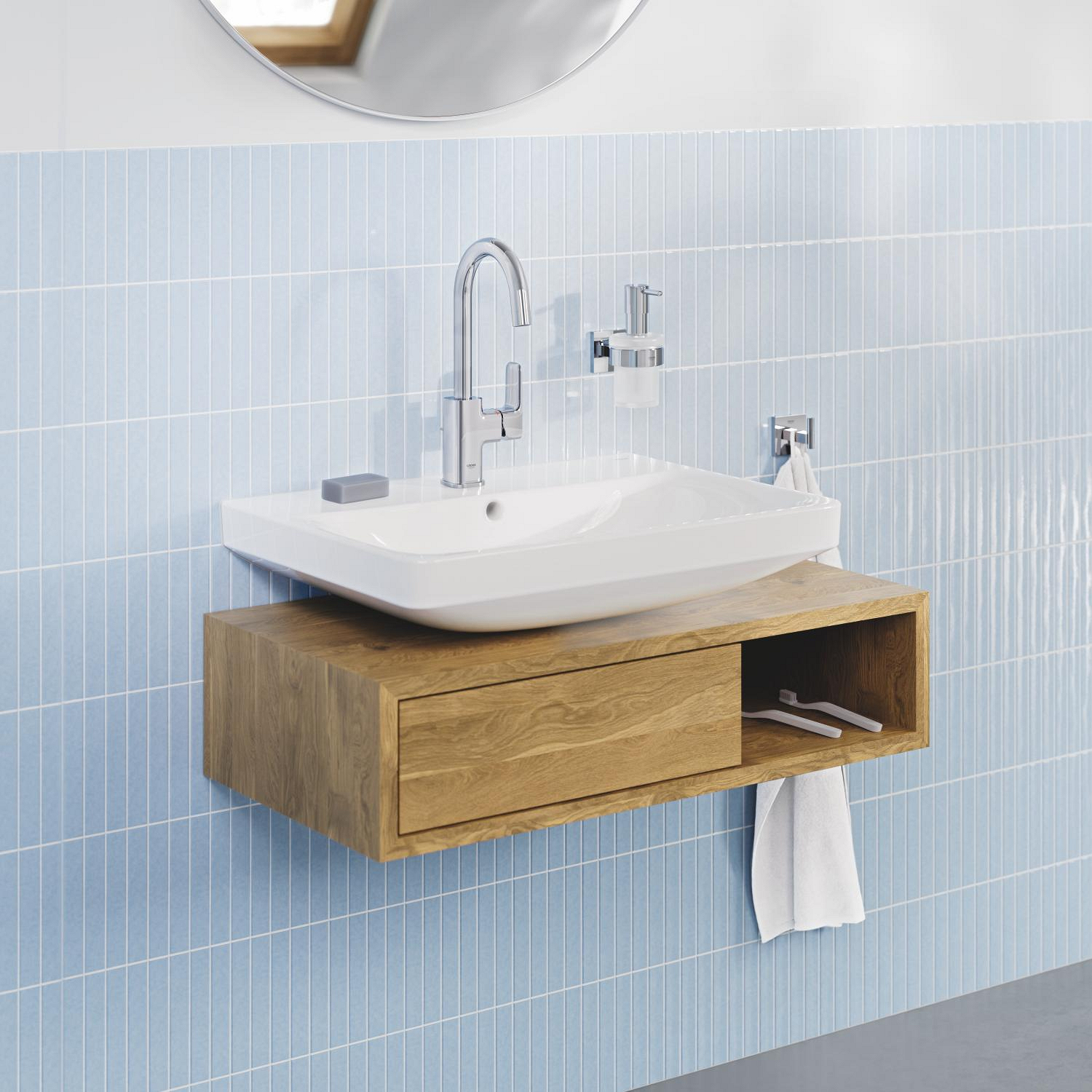 Baterie lavoar Grohe 1018710000, Dice, tip comanda monocomanda, marime l, tip instalare pe lavoar, pe blat, crom [5]