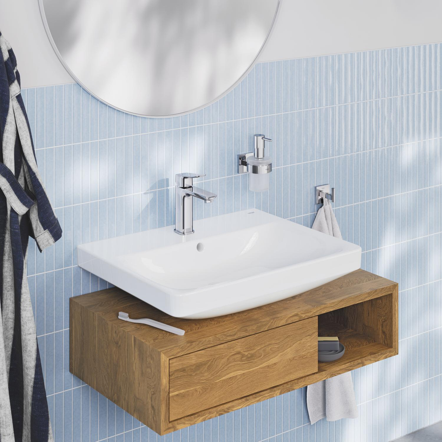 Baterie lavoar Grohe 1018330000, Dice, tip comanda monocomanda, marime m, tip instalare pe blat, pe lavoar, crom [5]