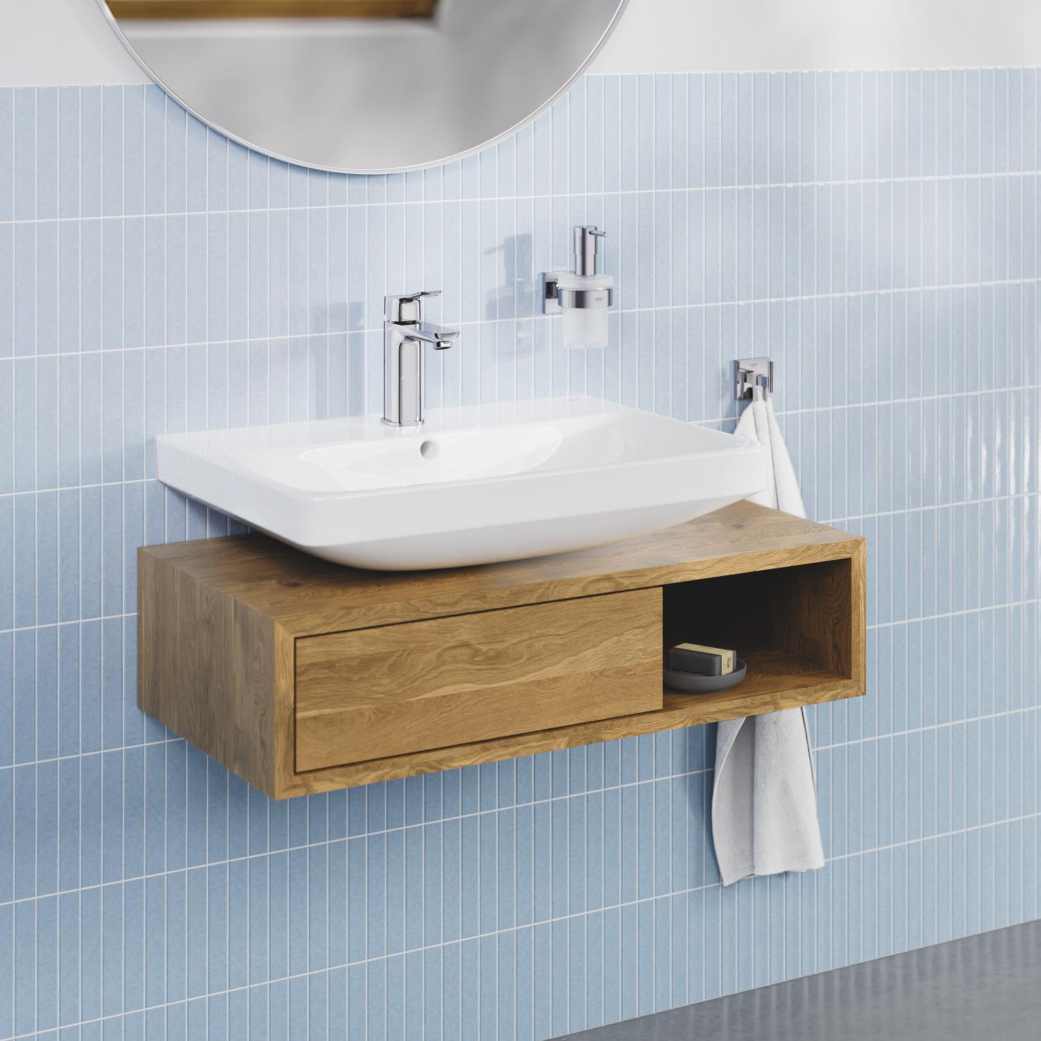 Baterie lavoar Grohe 1018330000, Dice, tip comanda monocomanda, marime m, tip instalare pe blat, pe lavoar, crom [4]