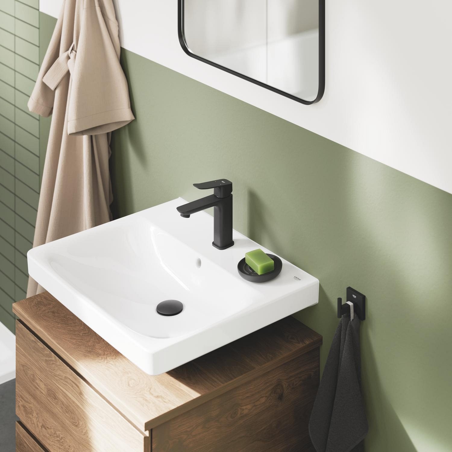 Baterie lavoar Grohe 1018332430, Dice, tip comanda monocomanda, marime m, tip instalare pe blat, pe lavoar, negru [5]