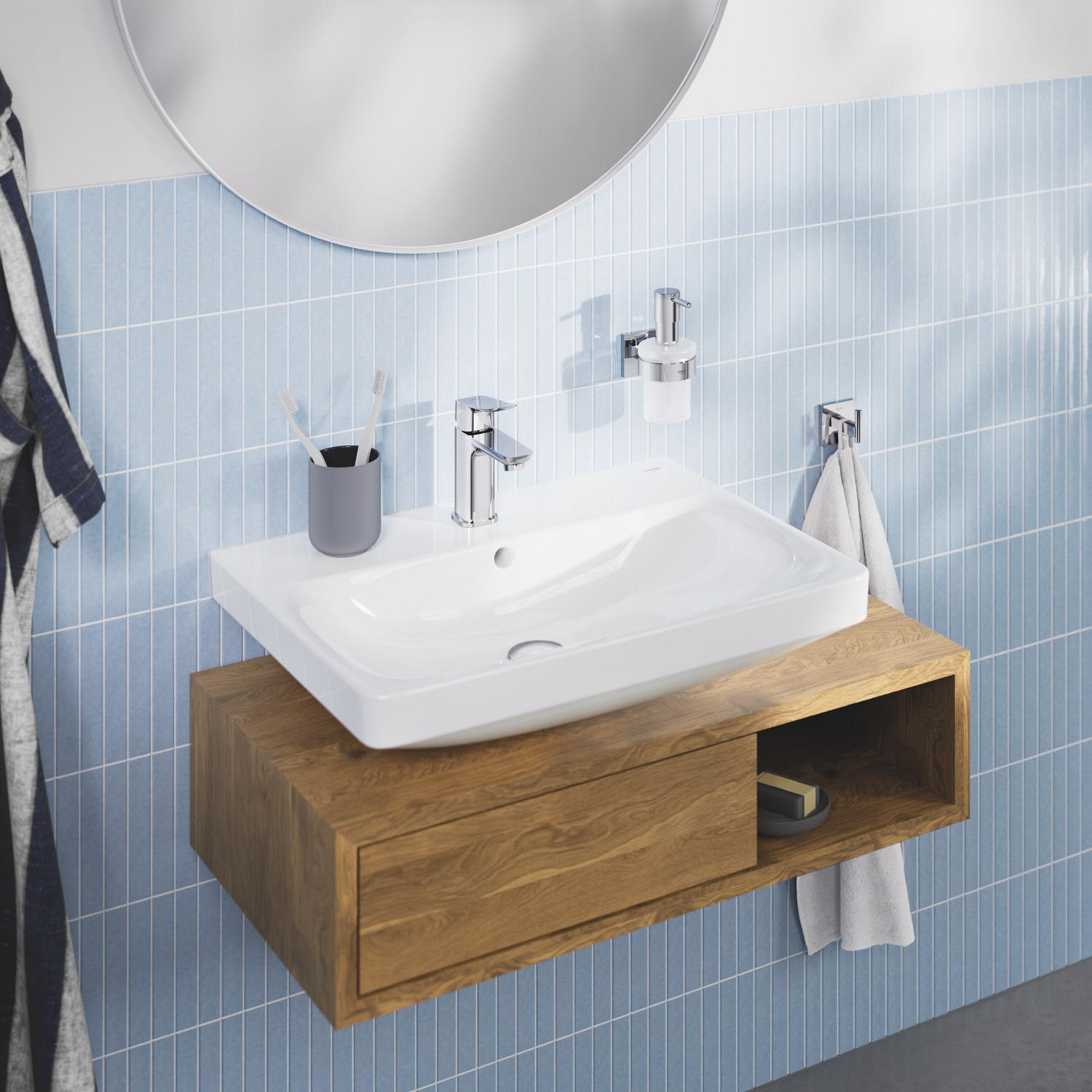 Baterie lavoar Grohe 1018570000, Dice, tip comanda monocomanda, marime s, tip instalare pe lavoar, crom [6]