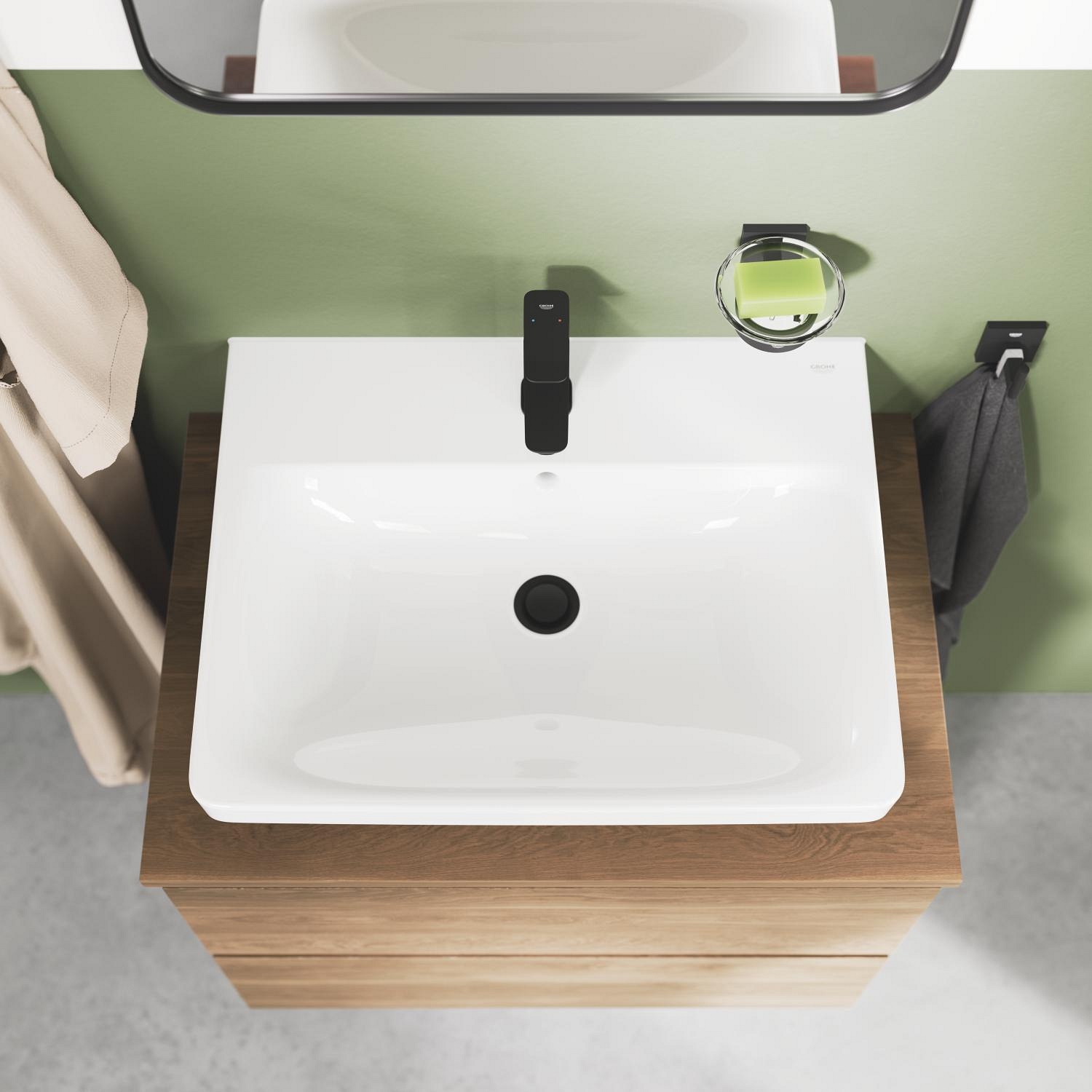 Baterie lavoar Grohe 1018562430, Dice, tip comanda monocomanda, marime s, tip instalare pe lavoar, negru [10]
