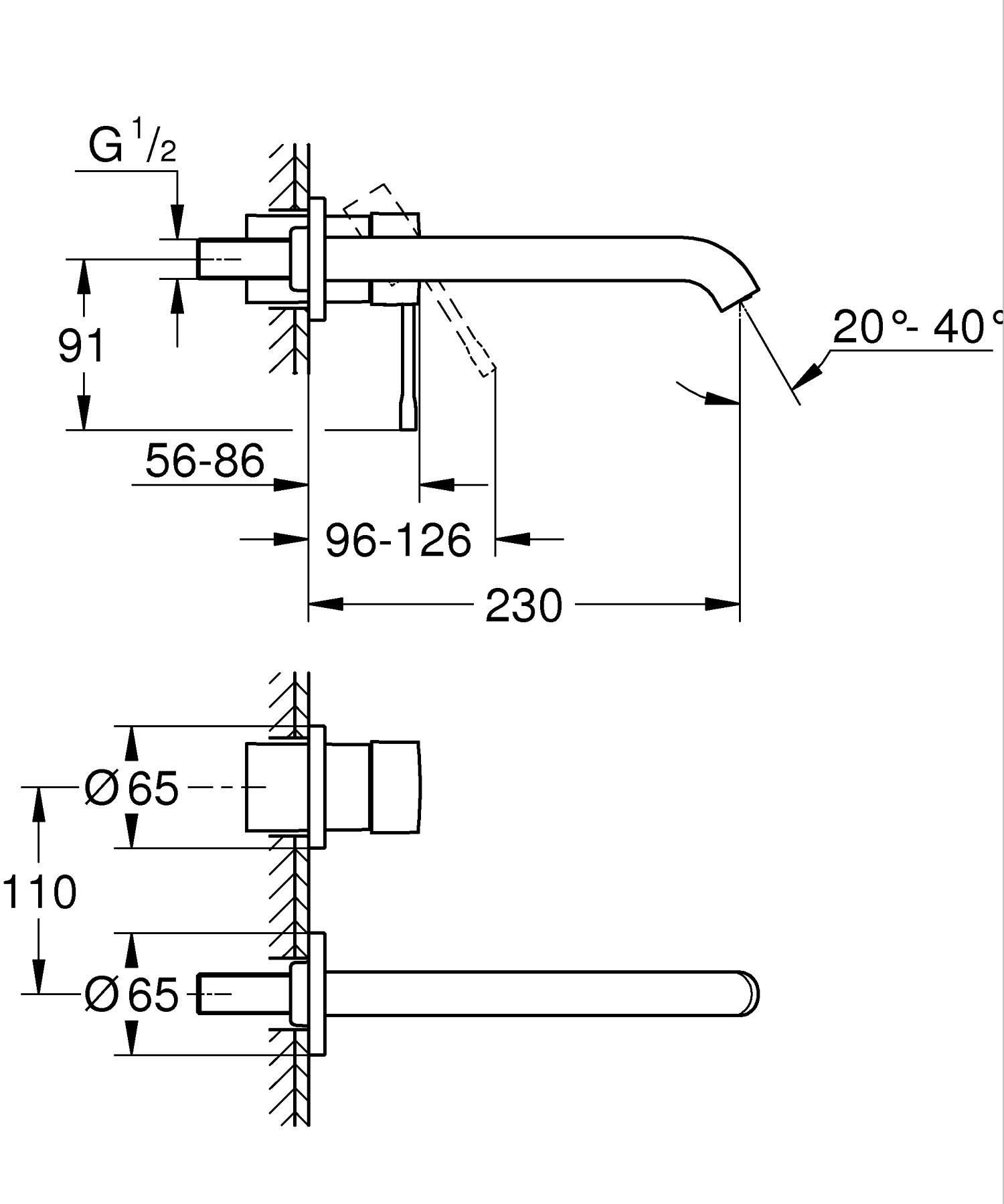 Baterie lavoar Grohe 199672431, Essence, tip comanda monocomanda, marime l, numar orificii instalare 2, negru [3]