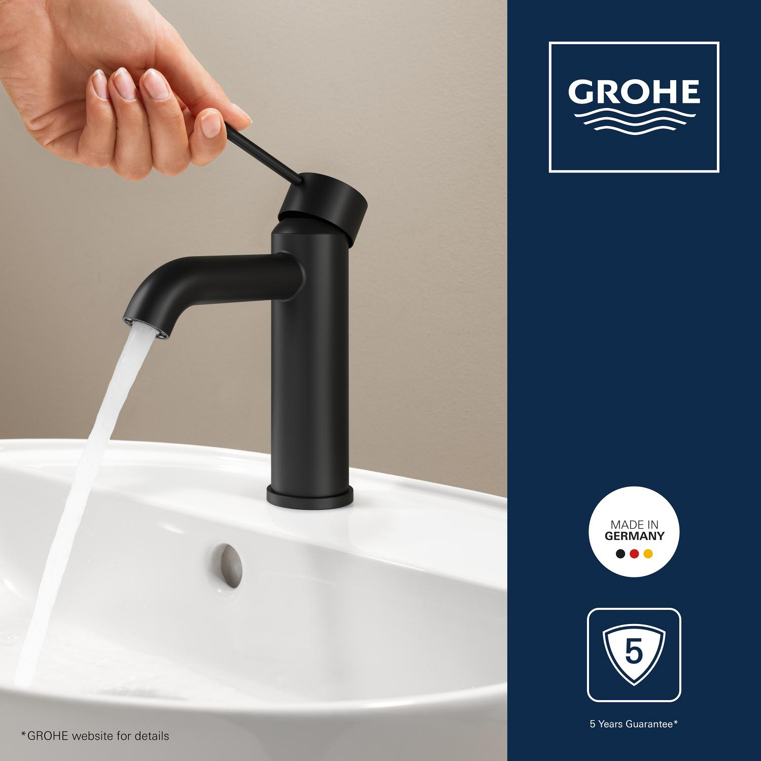 Baterie lavoar Grohe 237972431, Essence, tip comanda monocomanda, marime s, tip instalare pe lavoar, pe blat, negru [14]