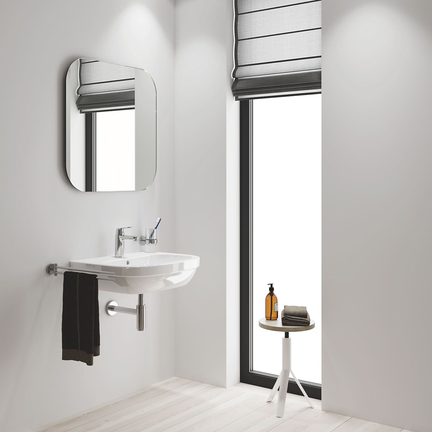 Baterie lavoar Grohe 23327000, Eurosmart Cosmopolitan, tip comanda monocomanda, tip instalare pe lavoar, pe blat, crom [1]