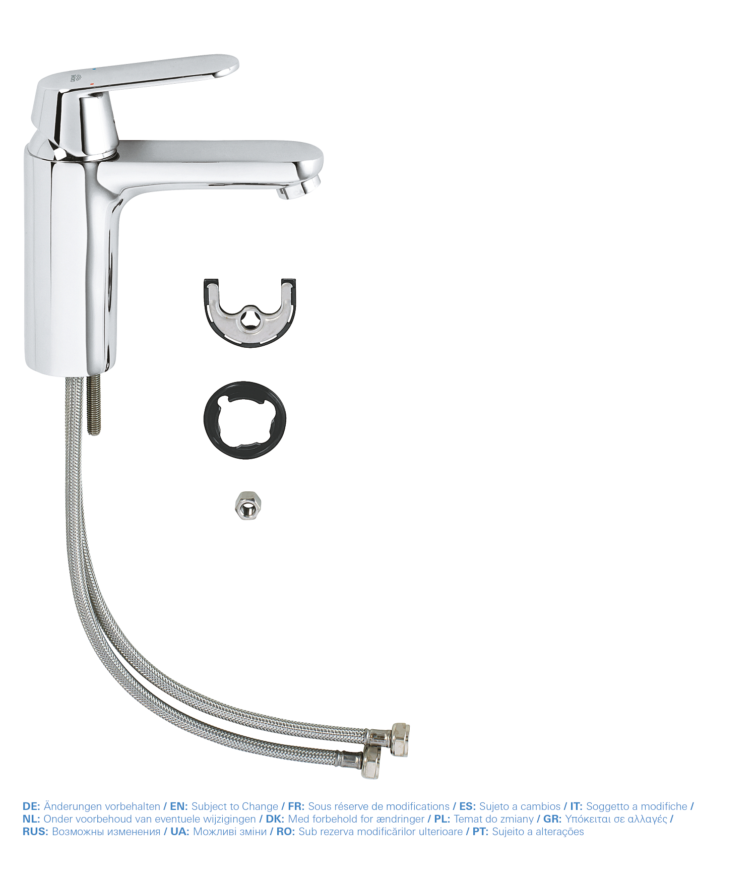 Baterie lavoar Grohe 23327000, Eurosmart Cosmopolitan, tip comanda monocomanda, tip instalare pe lavoar, pe blat, crom [4]
