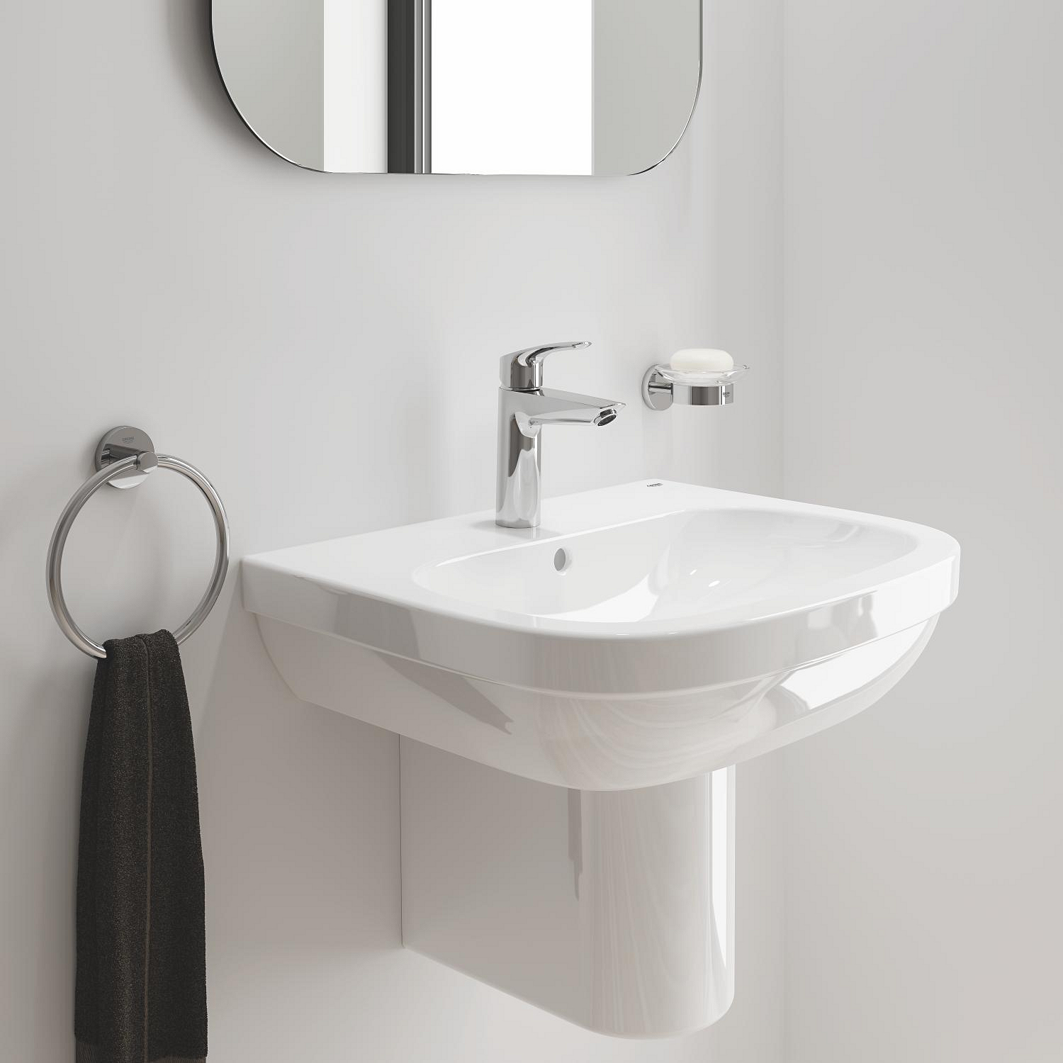 Baterie lavoar Grohe 23324003, Eurosmart, tip comanda monocomanda, tip instalare pe lavoar, marime m, crom [3]